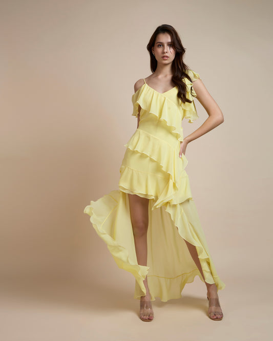 YELLOW RUFFLE DRESS