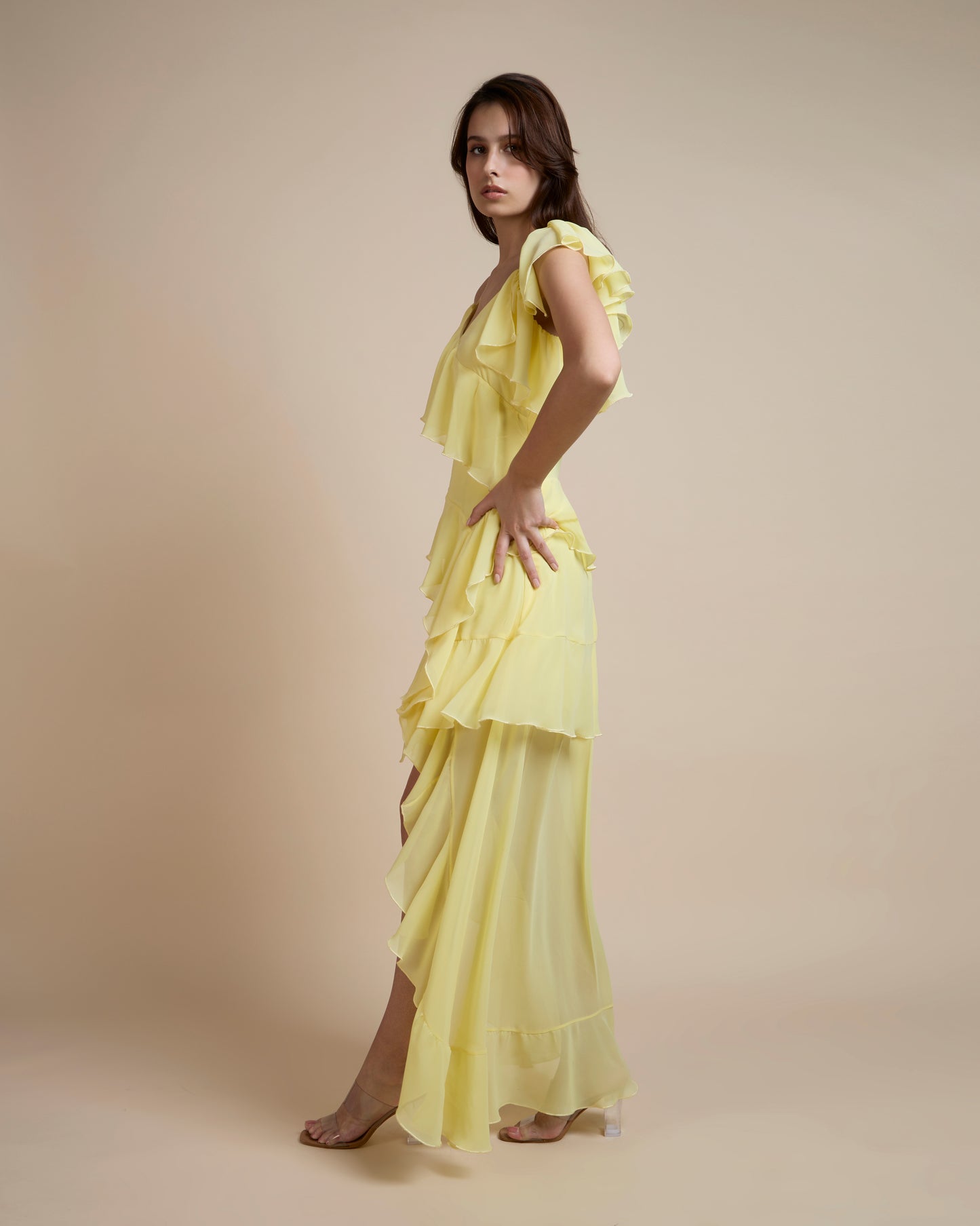 YELLOW RUFFLE DRESS