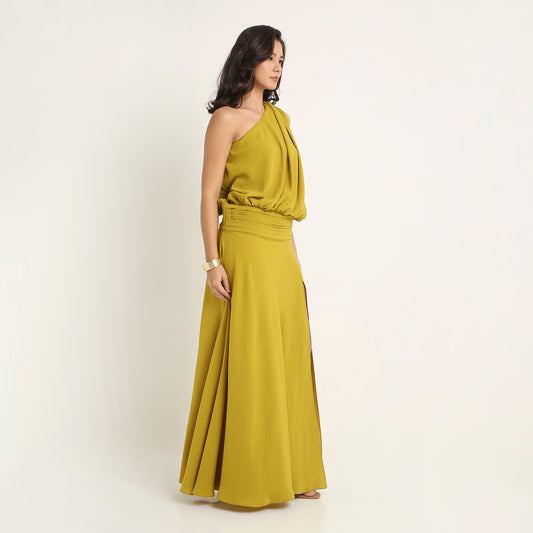 The Gilded Olive One-Shoulder Gown